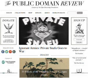 Page d'accueil de "The Public Domain Review"