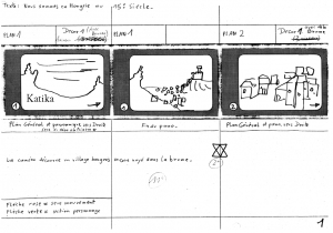 Storyboard du démarrage du dessin d'animation KATIKA par Michel Roudakoff