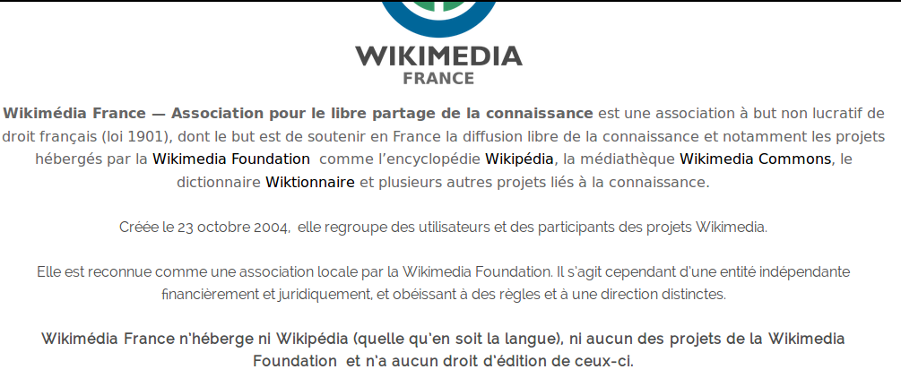 Wikipédia et Wikimédia France avec accents ; Wikimedia Commons sans accent.